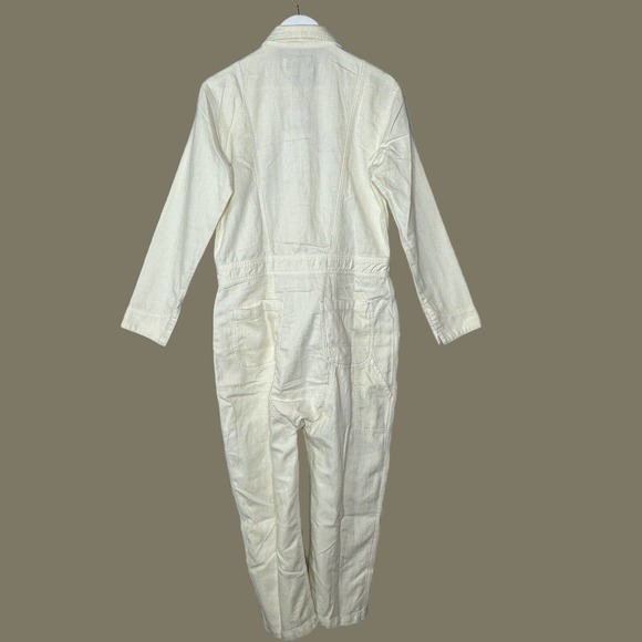 Sandrine Rose Oversized Cotton/Linen Zip Jumpsuit Snow Women S NWT Chest Pocket - Picture 3 of 11